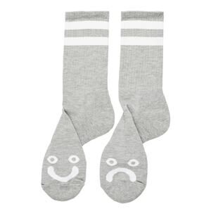 Polar Skate Co Happy Sad Socks Men's Gray White Crew Socks Men's Size 43-46 NWT!